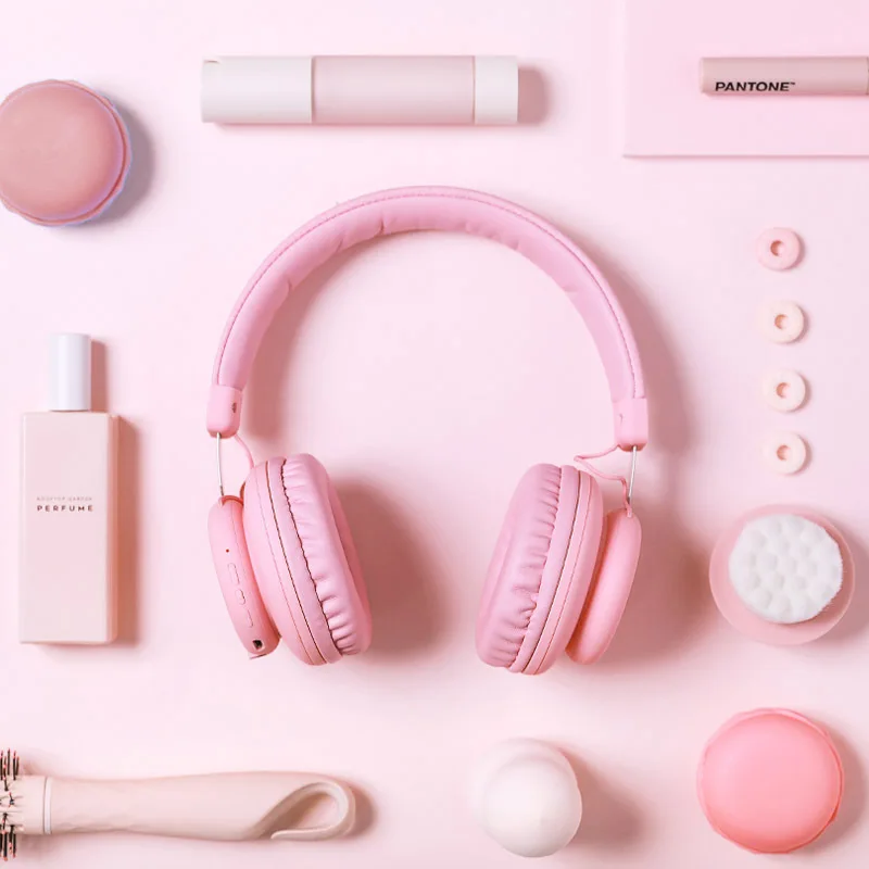 Bluetooth наушники для ушей Auriculares гарнитура стерео Складная розовый аудио Mp3
