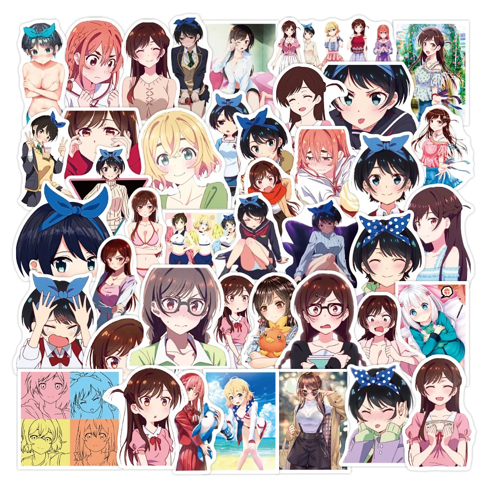 

50Pcs Anime Rent a Girlfriend Stickers Cute Kawaii Anime Girls Sticker For Laptop Skateboard DIY Toys Decals Motorcycle Guitar