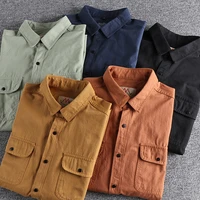men clothing 2021 american tooling double pocket shirt army green wind casual retro shirt autumn camisas para hombre