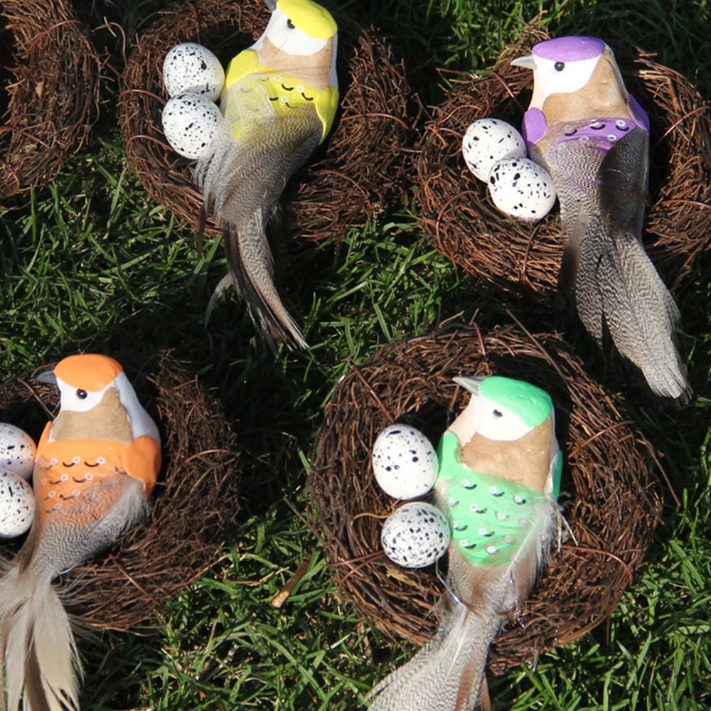 Искусственные Ротанговые Птичье гнездо имитация яиц реквизит для сада DIY