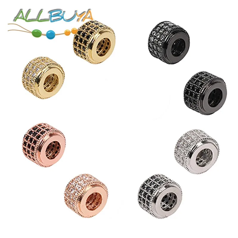 3 шт./лот фианитовые бусины разделители микрозакрепка колонна циркониевые для