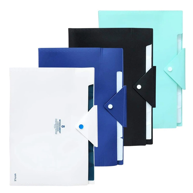 

8 Pocket Expanding File Folders, A4 Accordion File Organizer Snap Closure Doent Organizer for School Home(4 Pack)