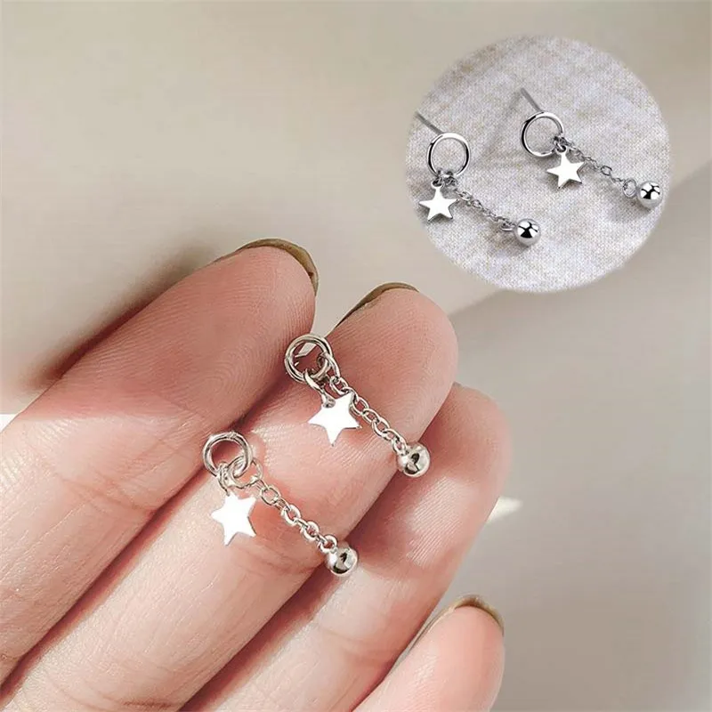 

Small Fresh And Lovely Sweet Earrings Mini Ball Tassel Star Stud Earrings Female Women Nice Gift