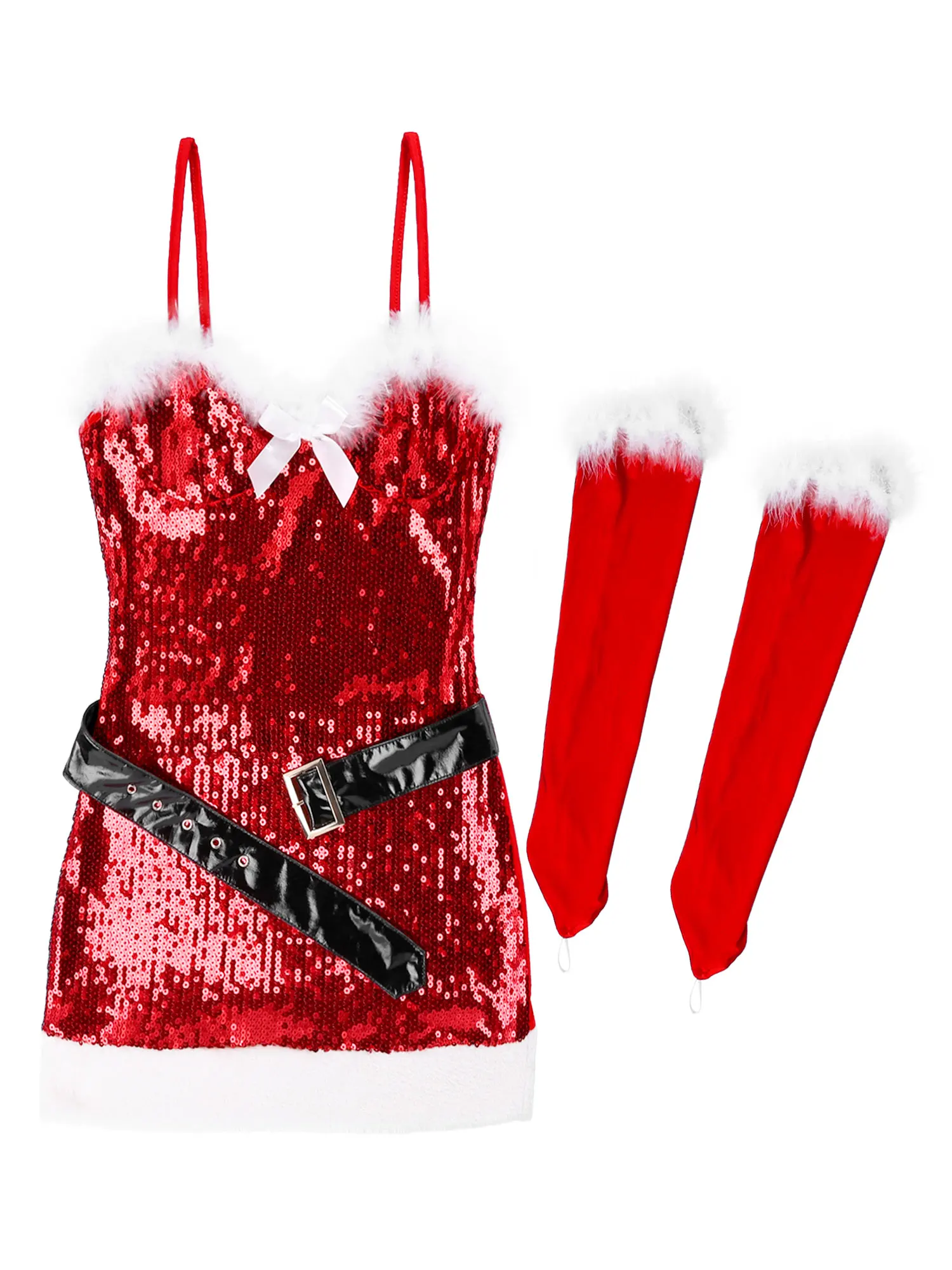 Красное женское нижнее белье рождественское платье Санта эротический