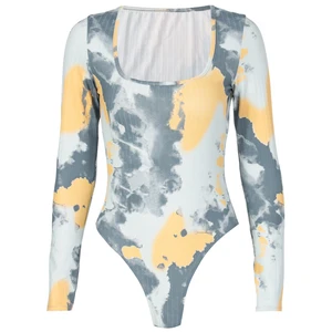 Летний и осенний модный Дамский комбинезон, Дамский смешанный цвет сексуальный u-образный вырез с длинным рукавом тонкий боди для шоппинга