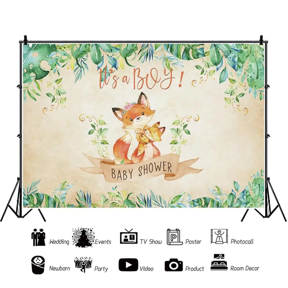 

Yeele Baby Shower Background Fox Child Birthday Party Decor Photography Backdrops Customizable For Vinyl Photo Baby Studio Props