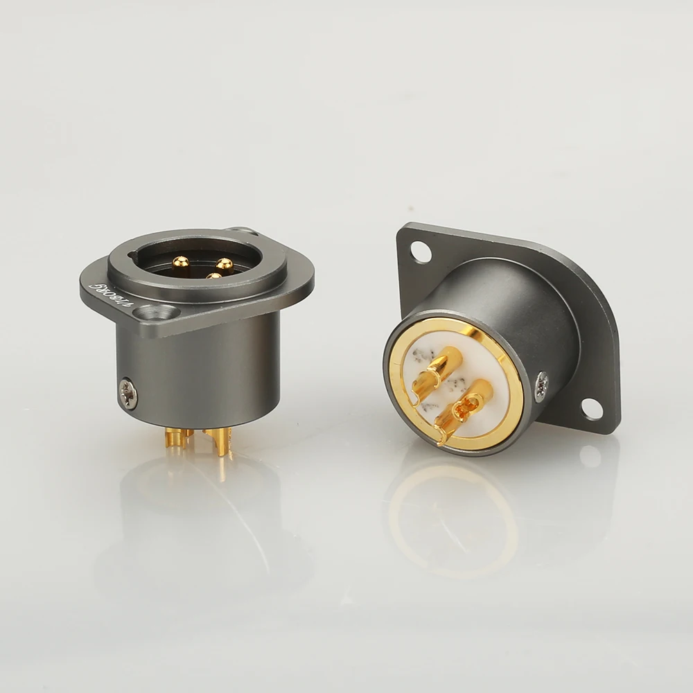 1 шт. Выборг чистая медь 24 К позолоченный XLR 3 Pin Женский Шасси Панель монтируется гнездо адаптер пайки
