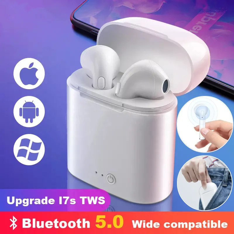 Bluetooth 5,0 наушники i7s TWS стерео наушники Bluetooth гарнитура для iPhone samsung Xiaomi с зарядкой Pod беспроводные гарнитуры микрофон