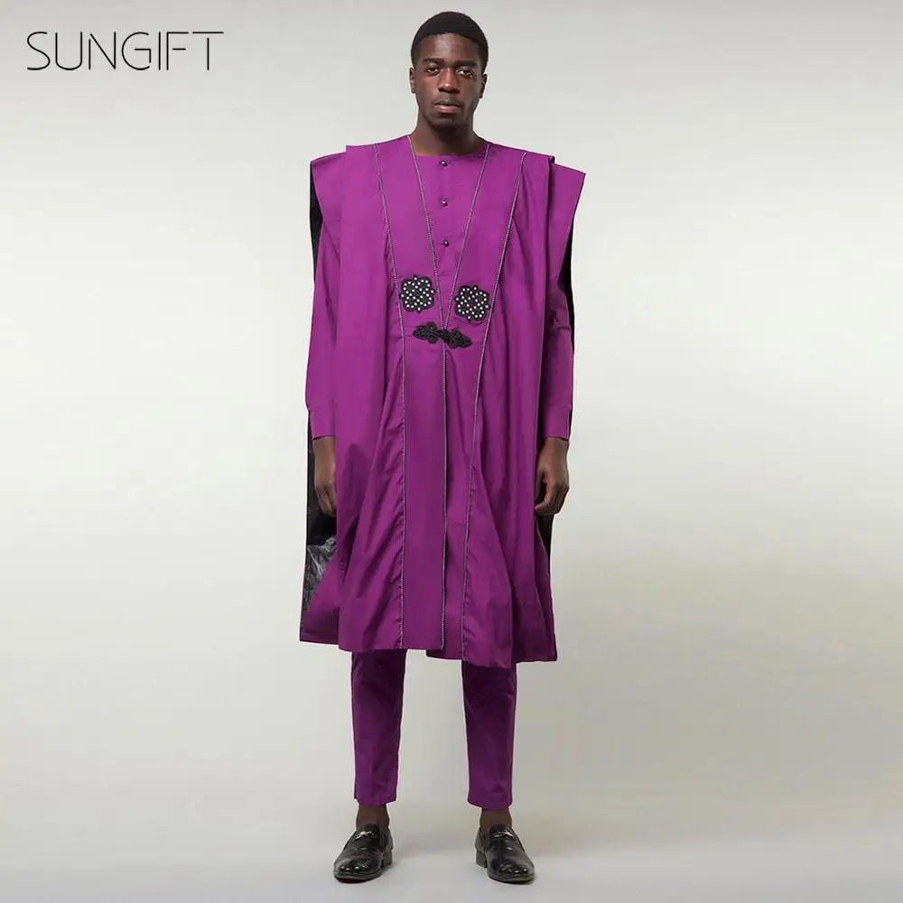 SUNGIFT Мужская африканская стильная одежда с принтом Agbada Топ dashiki рубашки и брюки