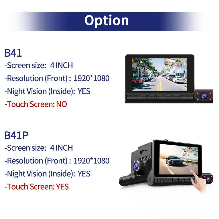 Автомобильный видеорегистратор 4 0 дюйма с сенсорным экраном 3 камеры s двумя