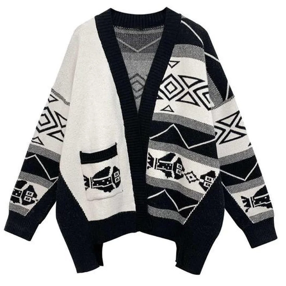 

Irregular Cardigan Long Sweater Cardigans With Pocket Women Autumn Winter 2021 V Neck Loose Casual Knitted Jacket Coat