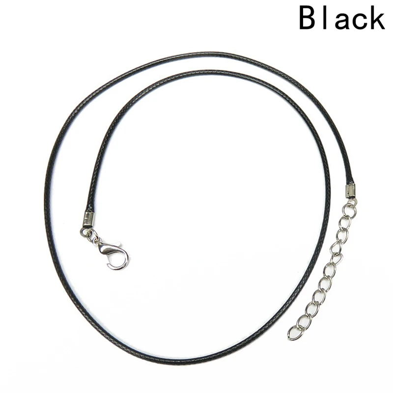 10pcs/Lot Adjustable Braided 45cm Black Leather Rope Wax Cord Lobster Clasp For DIY Necklace Pendant Chains Jewelry - купить по