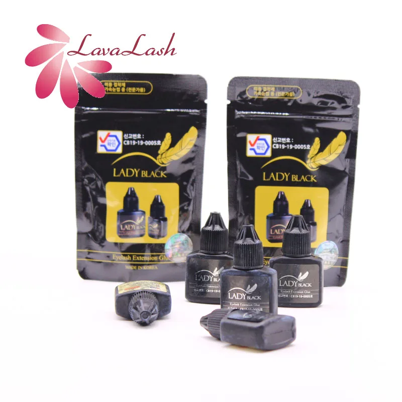

5 Bottles Lady Black Glue Eyelash Extensions Glue Wholesale 10ml Lower Irritation Eyelash Shop Beauty Tools With Sealed Bag