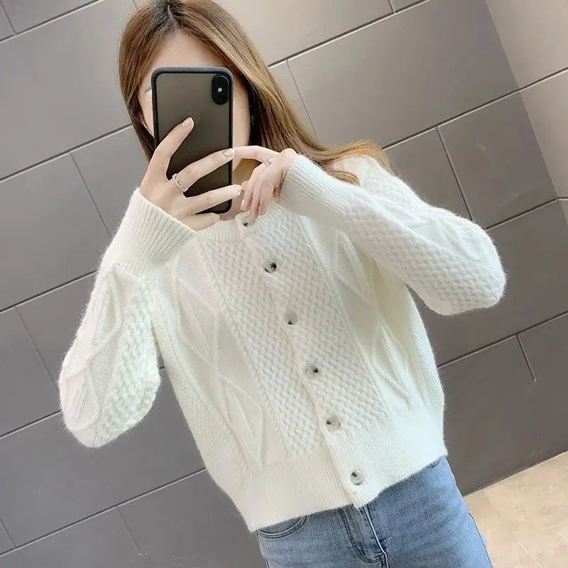 

Весна и осень Мода дамы новый 2021 темпераментный Повседневный вязаный кардиган Западный свитер универсальная блузка для женщин