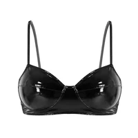 women sexy shiny wetlook leather bra adjustable erotic glossy shaping patent leather lingerie female hot porn latex tops sexi