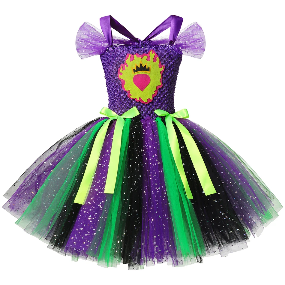 Girls Descendants 3 Mal Evie Knitted Tutu Dress Up Clothes Uma Audrey Princess Costume Birthday Pageant Party Fantasy Dresses | Детская