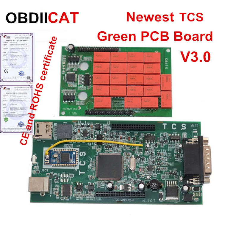 2017 1 Новейший автоматический сканер Bluetooth V3.0 PCB 2016 + keygen OBDIICAT TCS 5V NEC Реле 9241A чип obd2