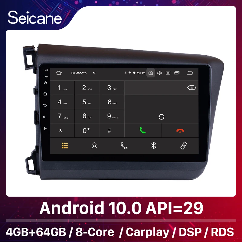 

Seicane Android 10,0 10,1 дюймов для 2012 Honda Civic автомобильное радио GPS navi мультимедиа с управлением рулевым колесом USB Зеркало Ссылка