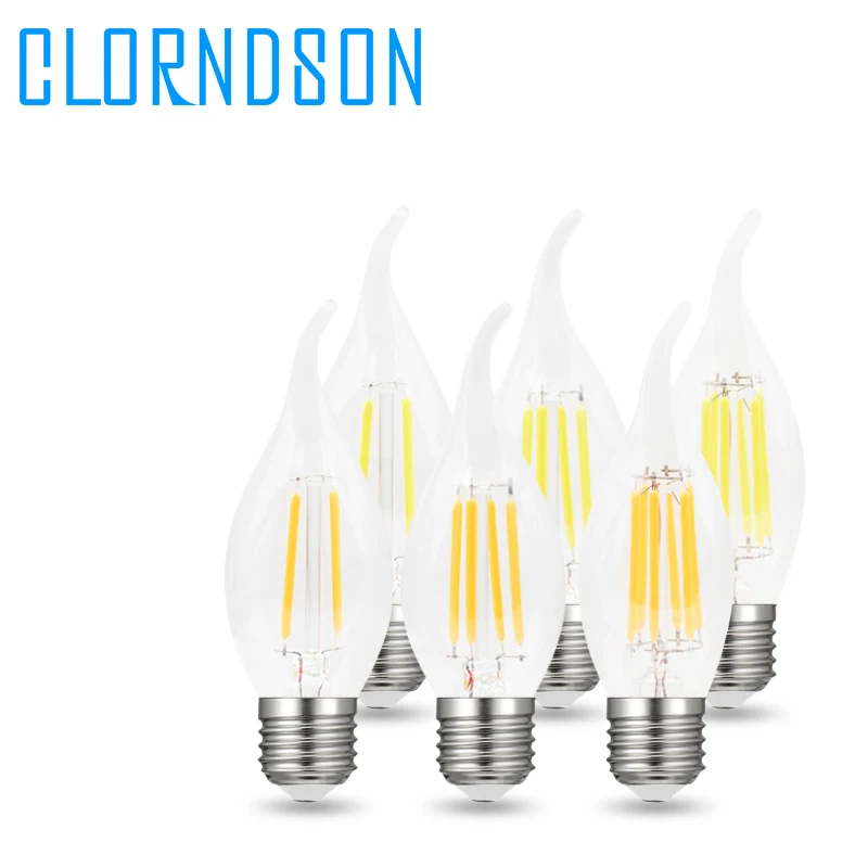 CLORNDSON с регулируемой яркостью 2 ватт 8 Вт Edison E26 E27 светодиодный лампы Ретро свечи