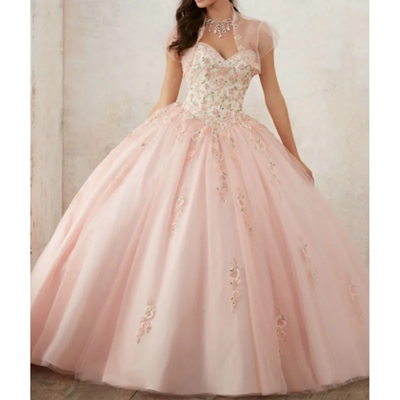 Красные платья с вышивкой для Quinceanera из тюля бисером и кристаллами 15-летних