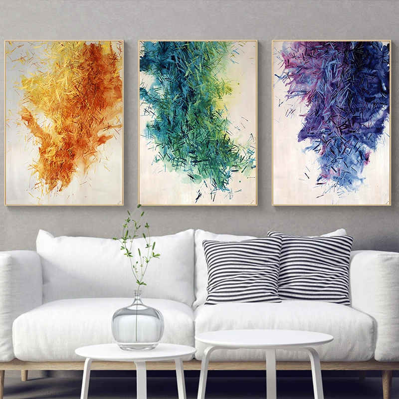 Домашний Декор Желтый Зеленый Фиолетовый Холст Искусство Красочные абстрактные