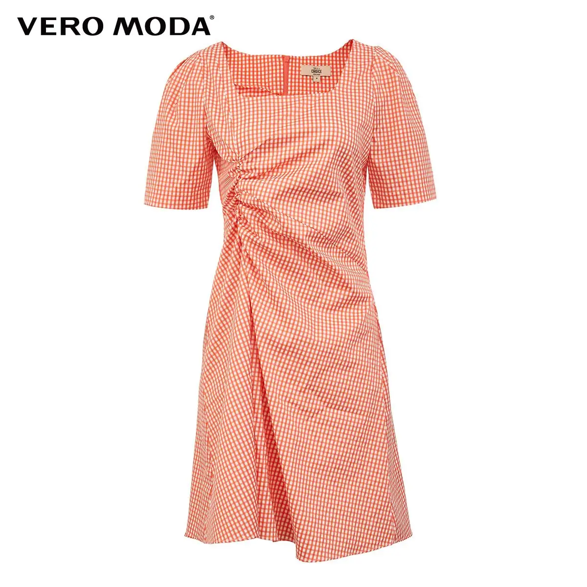 

Vero Moda Women Vintage French Style Plaid Square Neck A-line Dress | 32017B511