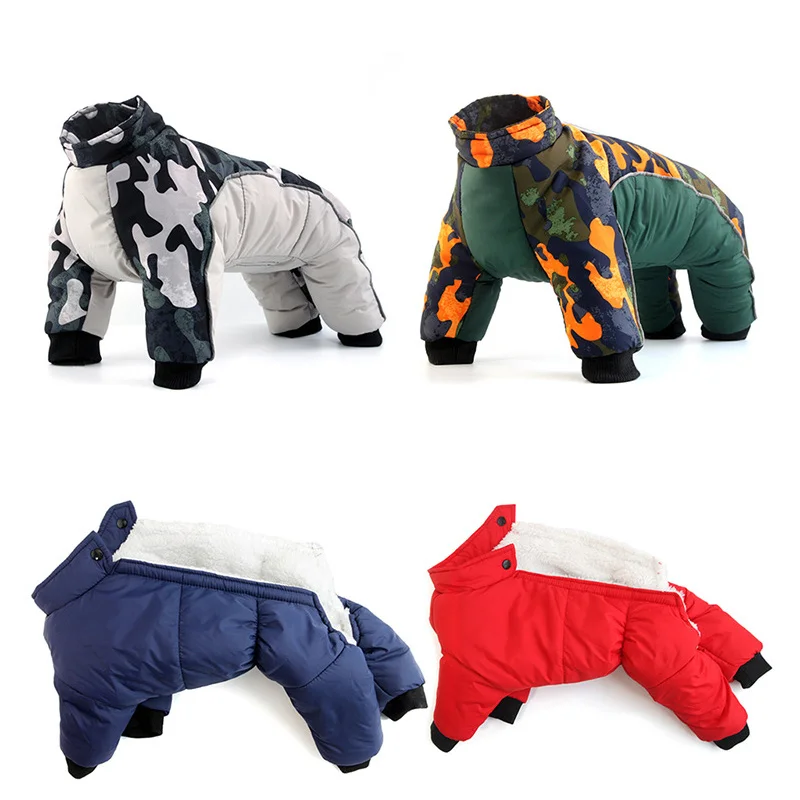 

Dog Lamb Wool Coat Puppy Warm Waterproof Suit French Bulldog Camouflage Jackets Winter Pets Hooded Snowsuit Thicken Clothes