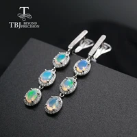 long opal cute earring 4 5ct natural opal oval 57mm gemstone jewelry 925 sterling silver fine jewelry for party tbj promotion