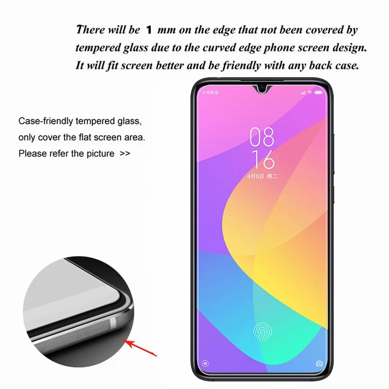 Glass For Xiaomi Mi CC9 Tempered Film Protective Full Glue Phone Screen Protector for Meitu Edition | Мобильные телефоны и