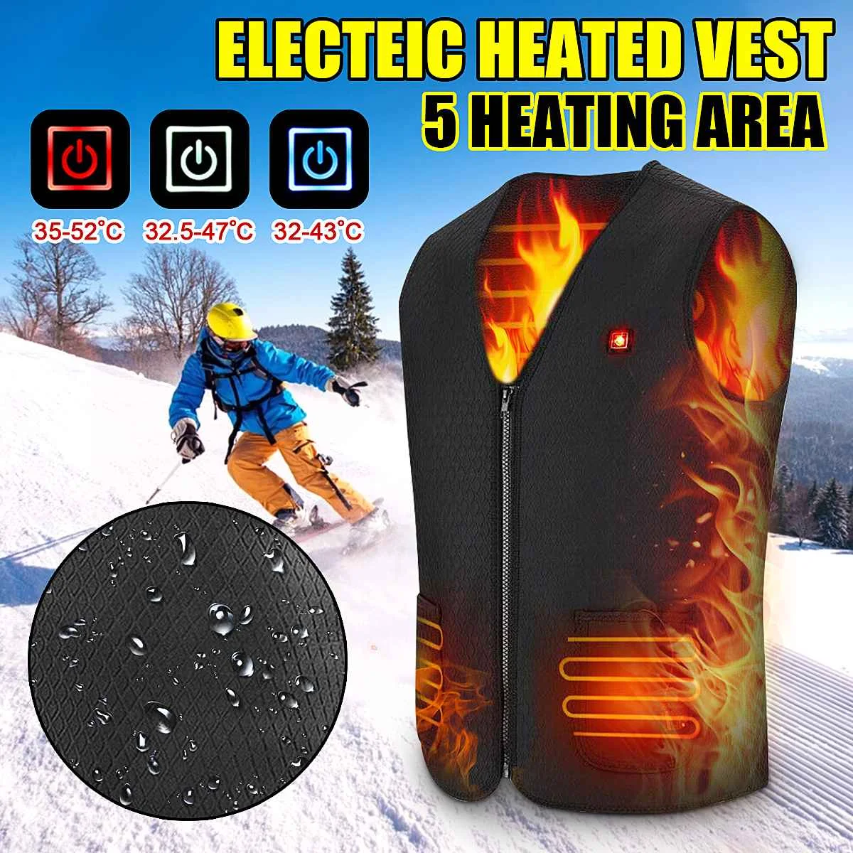 

Heated Vest Men Women Usb Heated Jacket Heating Vest Thermal Clothing Hunting Vest Winter Heating Jacket Black M-3XL
