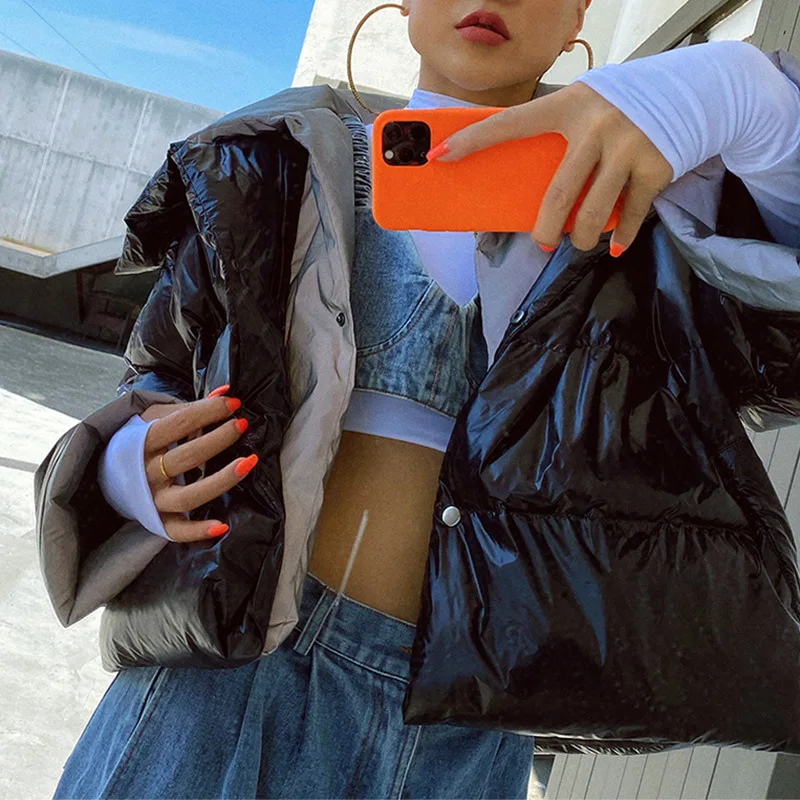 Женский свободный пуховик новая модная яркая повседневная короткая куртка с