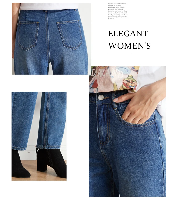 Женские классические джинсы LEIJIJEANS, элегантные свободные неэластичные брюки с высокой посадкой, новая модель 9101 большого размера