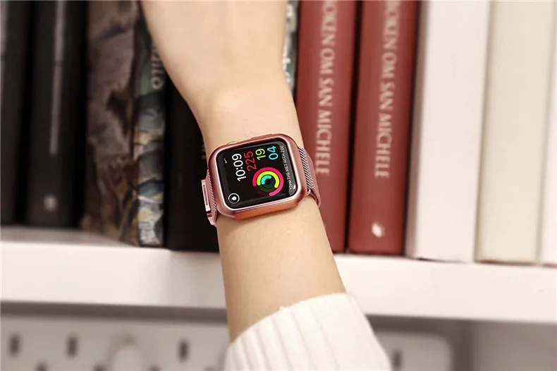 Чехол+ ремешок для Apple Watch 5 ремешок 44 мм 40 мм iWatch ремешок 42 мм 38 мм Миланский петля браслет металлический ремешок для Apple watch 3 4 2 1