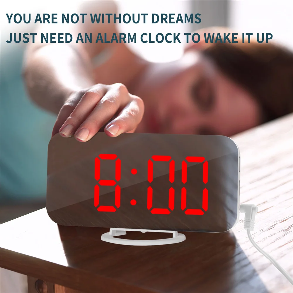 

Alarm Clock Digital Electronic Smart Mechanical LED Display Time Table Desk USB Charger Ports For Iphone Android Mirror Snooze