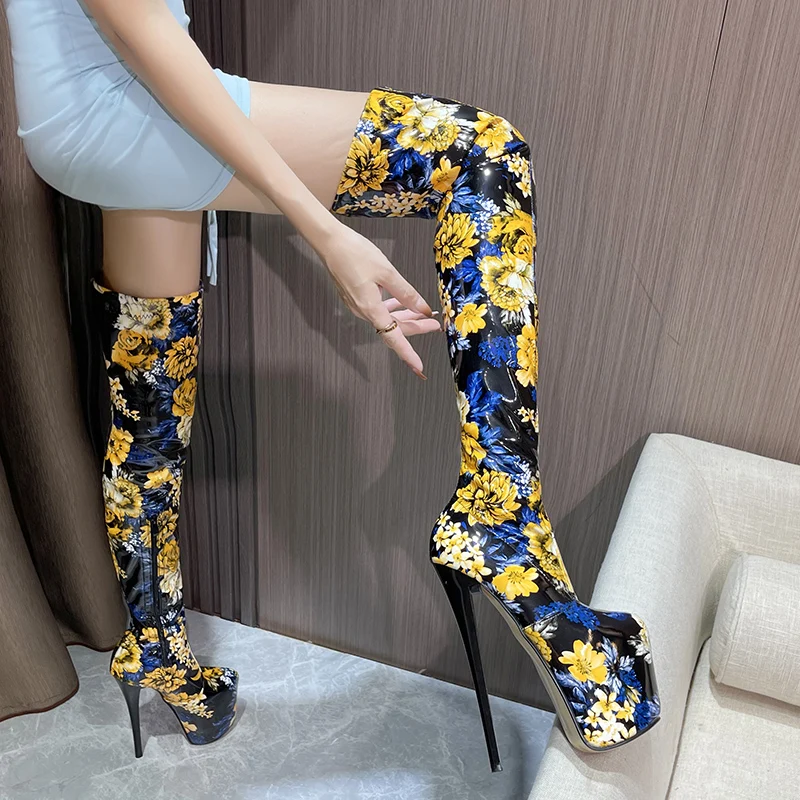 

Size34-50; Женские сапоги на платформе; Сапоги выше колена; Высокие сапоги для танцев на шесте; Эластичные женские сапоги до бедра на металлическ...