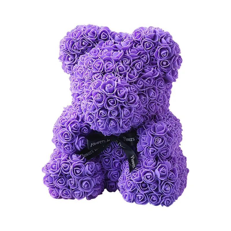 

Artificial Flower Rose Bear Teddy Bear with Ribbon Anniversary Christmas Valentines Wedding Birthday Gift For Women DIY 25cm