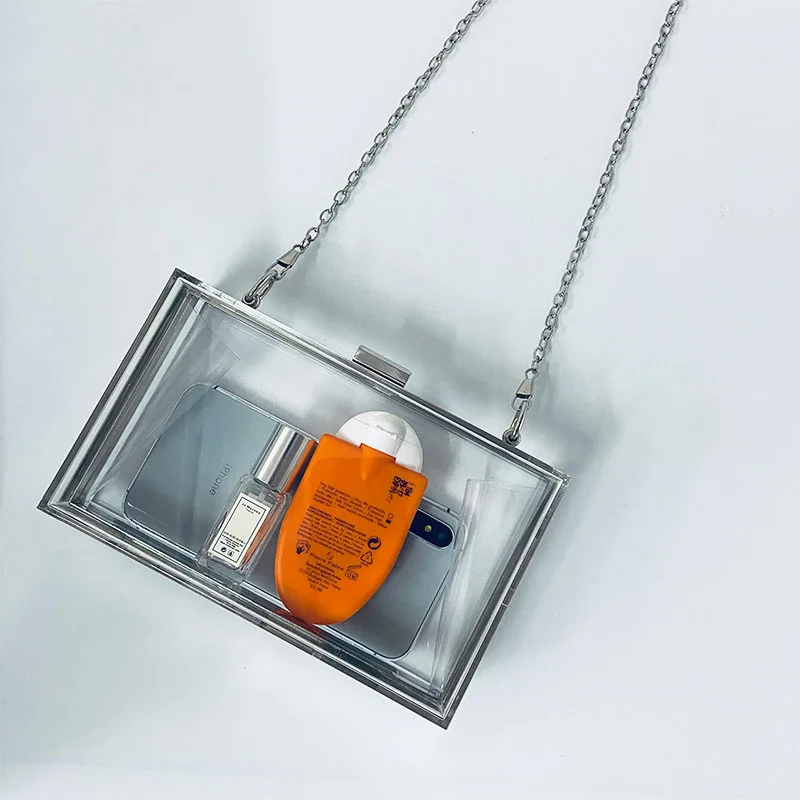 Silvery Transparent Модный акриловый прозрачный клатч, женская сумка через плечо, жесткий дневной клатч, свадебное, вечернее платье, кошелек - Цвет: Silvery Transparent