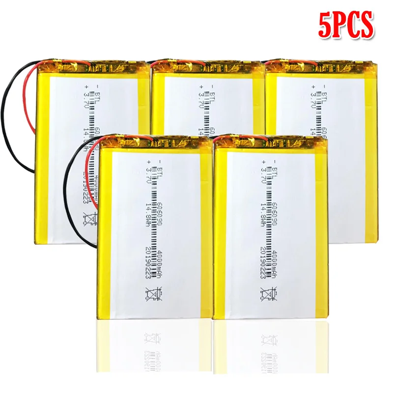 5pcs 3,7 v 4000 мА/ч, 606090 Перезаряжаемые Lipo Батарея для gps Камера Мощность банк планшет электрические игрушки PAD литий-полимерный Батарея - Цвет: 5pcs