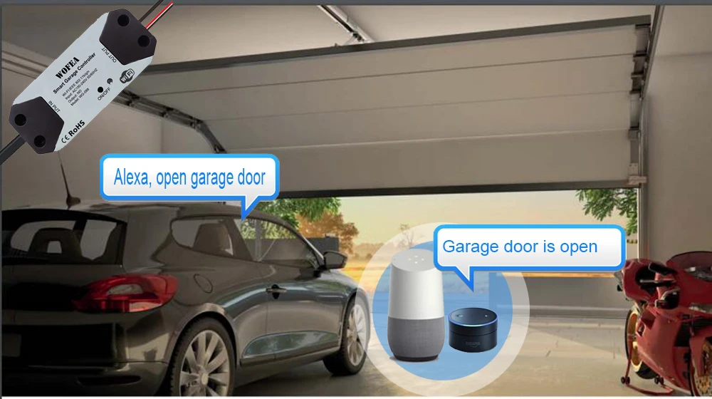 WiFi Smart Garage Door Opener Controller Work With SmartLife/Tuya APP Control No Hub Require Support Alexa Echo Google Home |