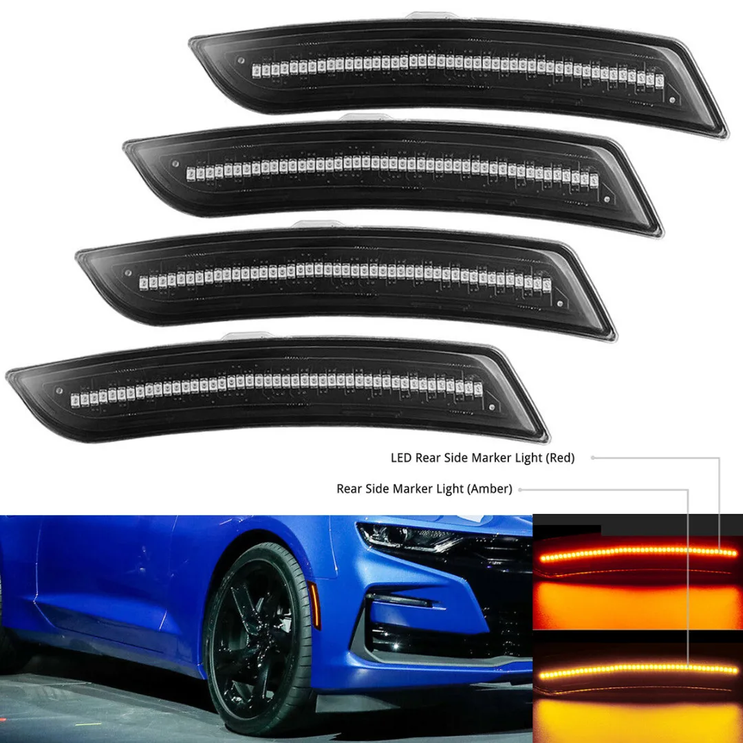 Для Chevy 4 шт. желтый/красный светодиодные боковые габаритные фонари спереди