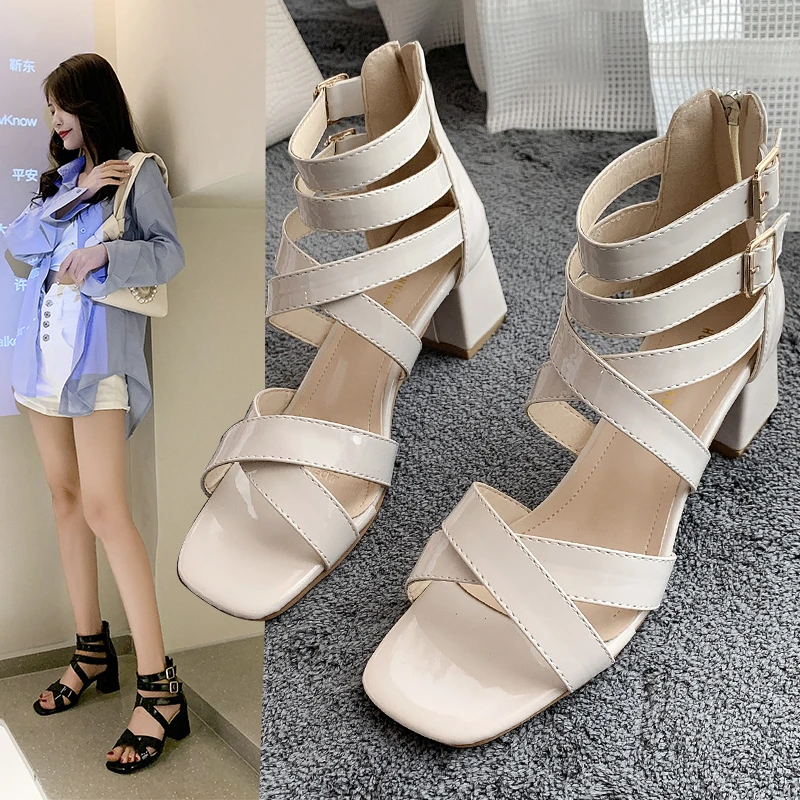 

Сандалии женские на высоком каблуке, Босоножки с открытым носком, однотонные, удобные универсальные, для отдыха, лето, 2021