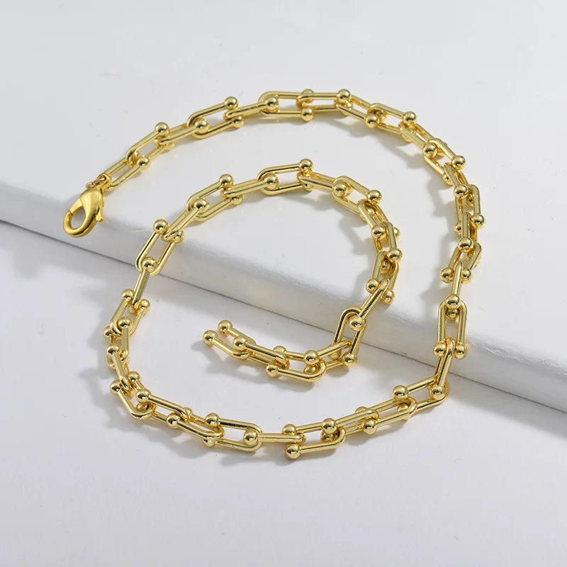 

Baoyan модное панк Золотое медное ожерелье ювелирное изделие 50 см шар u-образная цепочка массивное длинное ожерелье вечерние ювелирные издели...