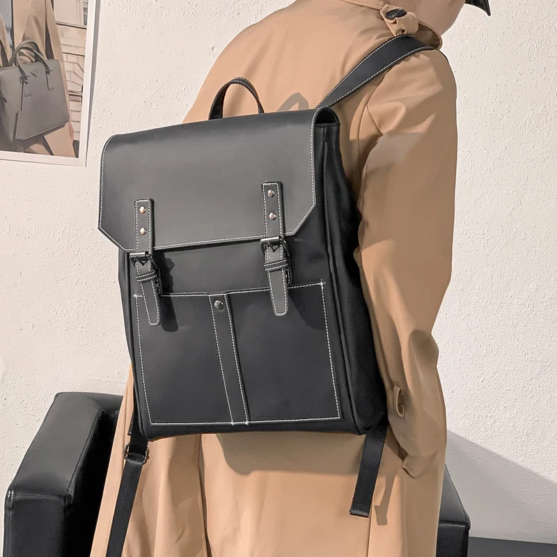 Crazy Horse Leather Computer Bag Laptop Backpack for Men Vintage Large Capacity School Backpack Fashion Men's Bagpack Korean