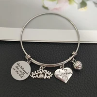 stainless steel volleyball mom bangle i love volleyball charms bracelet she believed she could inspiration women jewelry