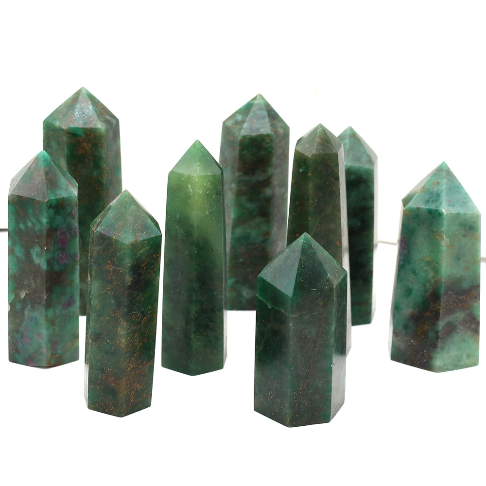 

Natural Green Mica Hexagonal Prism Bare Stone Mineral Reiki Healing Agate Specimen Gem Home Aquarium Ornamental Decoration