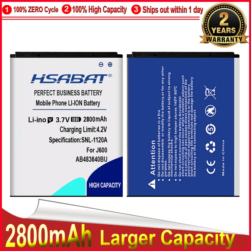 Аккумулятор HSABAT 2800 мАч AB483640BU для samsung J600 батарея J608 C3050C S7350C F619 C3050 E740 E748 F110 F118 G618 L600