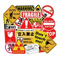 50pcs warning stickers danger banning signs reminder waterproof decal sticker to laptop motorcycle luggage phone snowboard