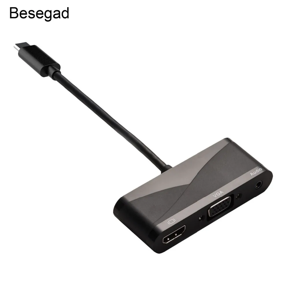 Адаптер преобразователь Besegad с USB Type C на HDMI 4K x 2K VGA 3 5 мм|hdmi 4k|to hdmi3.5mm audio |