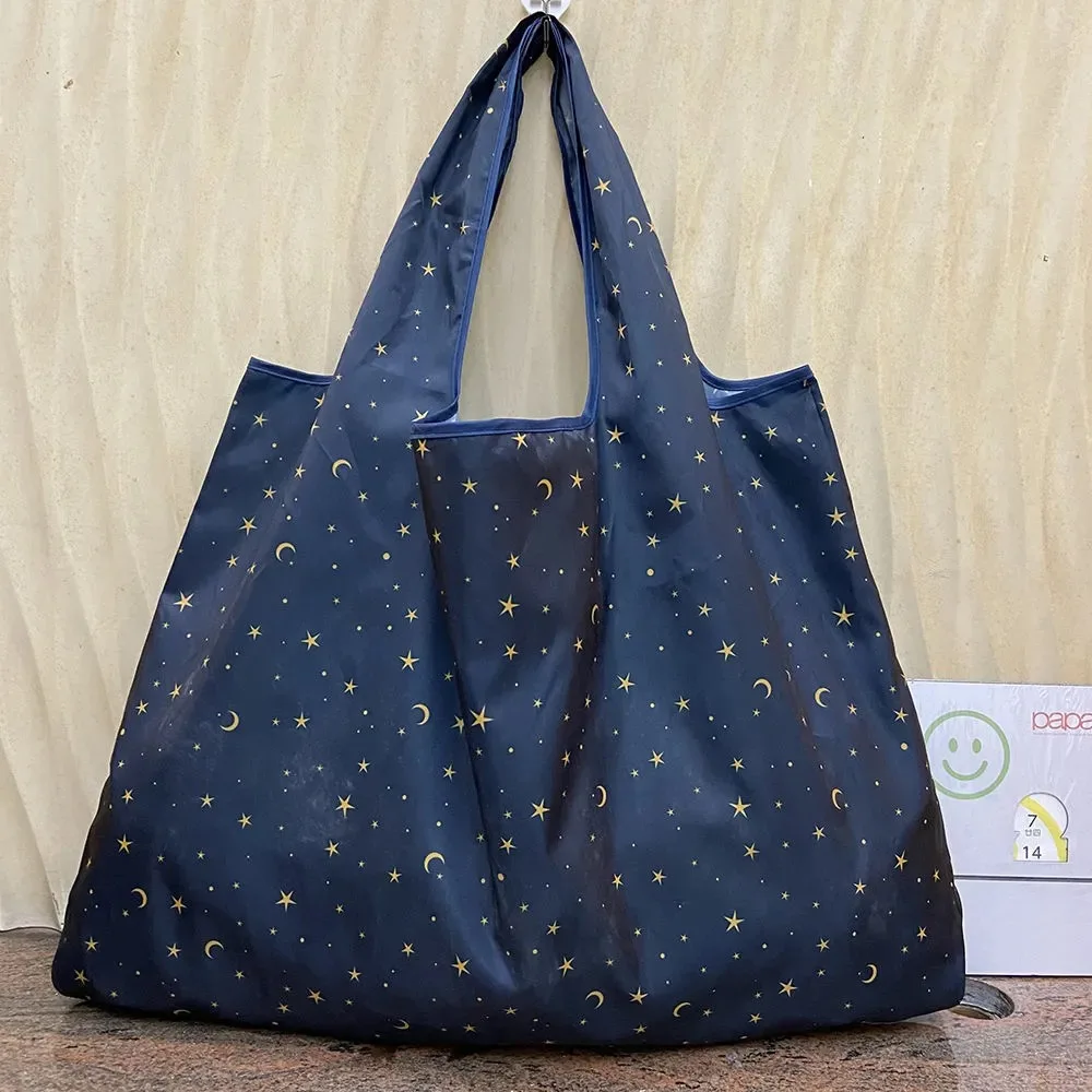 

Cartoon Reusable shopping bags foldable washable sundries bags Heavy cloth handbags Travel Tote bag can be put in pockets