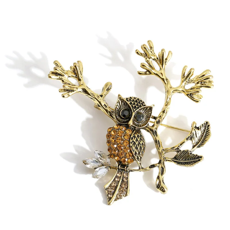 Мужская модная Винтажная брошь в виде банта с кристаллами ветки дерева для